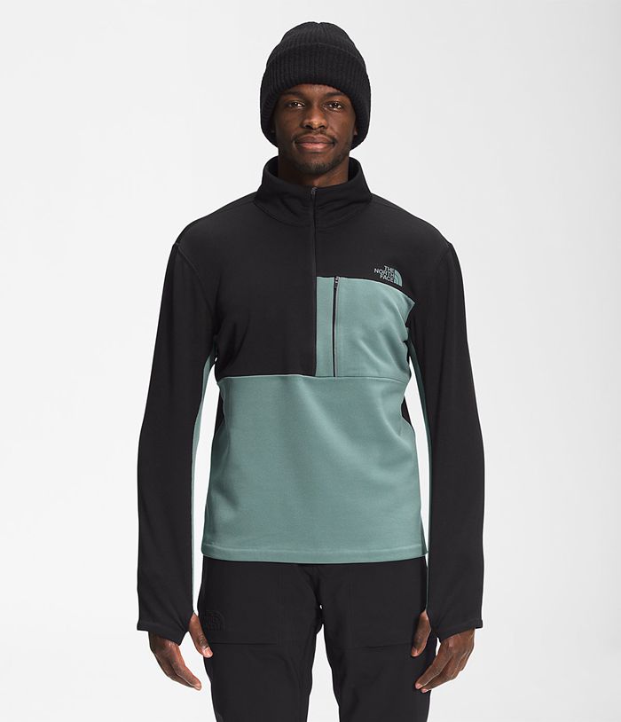 The North Face Μπουφαν Του Σκι Πρασινο/Μαυρα Ανδρικα Tagen ¼ Φερμουαρ Fleece - Greece 1796LAQBO